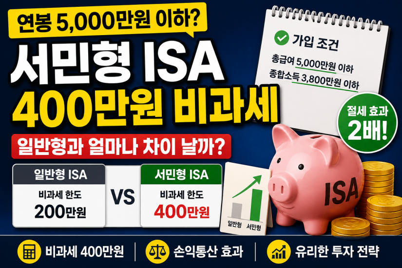 서민형 ISA 400만원 비과세, 누가 해당되고 혜택은 얼마나 차이 날까?