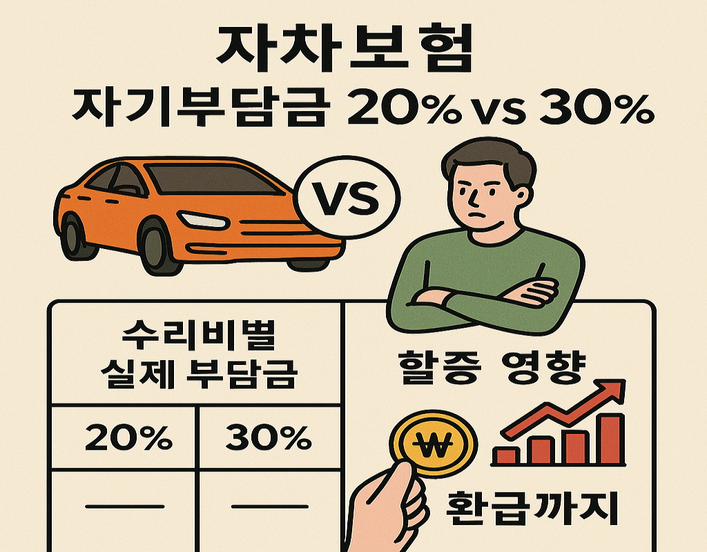 자차보험 자기부담금 20%vs30% 총정리｜수리비별 실제 부담금, 할증 영향, 환급까지 완전 분석