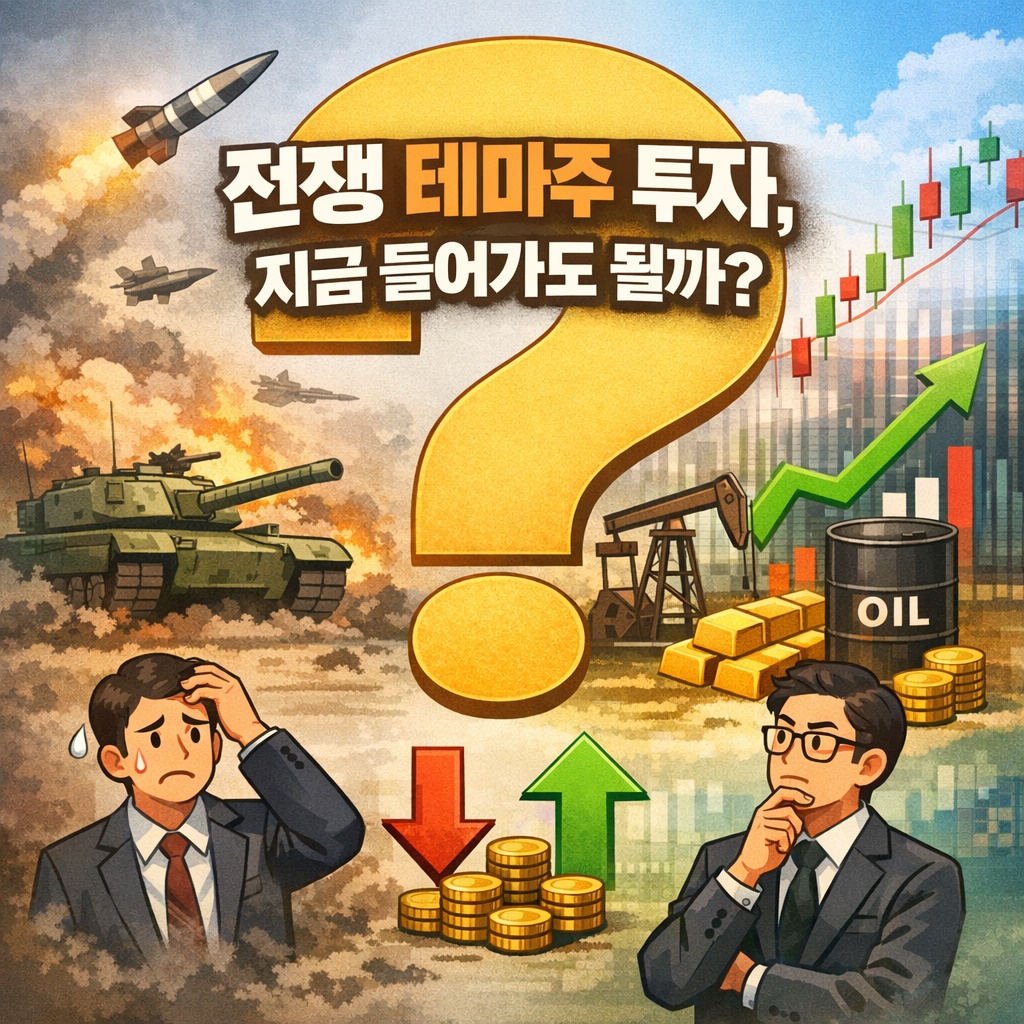 전쟁 테마주 투자, 지금 들어가도 될까?. 그림=AI