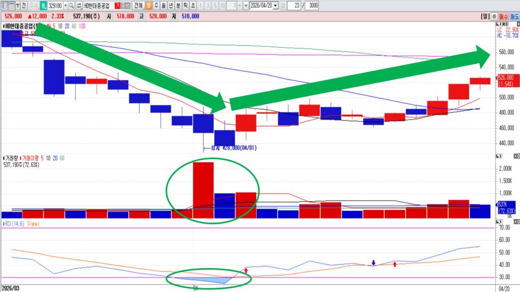 차트 바닥 확인 방법 5가지｜하락 추세 끝 찾는 법 (RSI·MACD·거래량 완전 정리) [차트분석]
